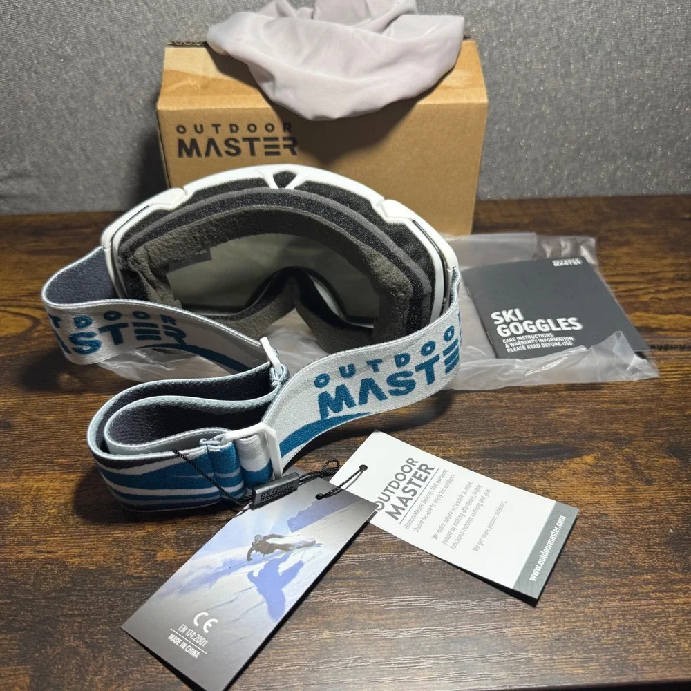 OutdoorMaster Ski Goggles OTG Snowboard Goggles White Anti-Fog UV Protection